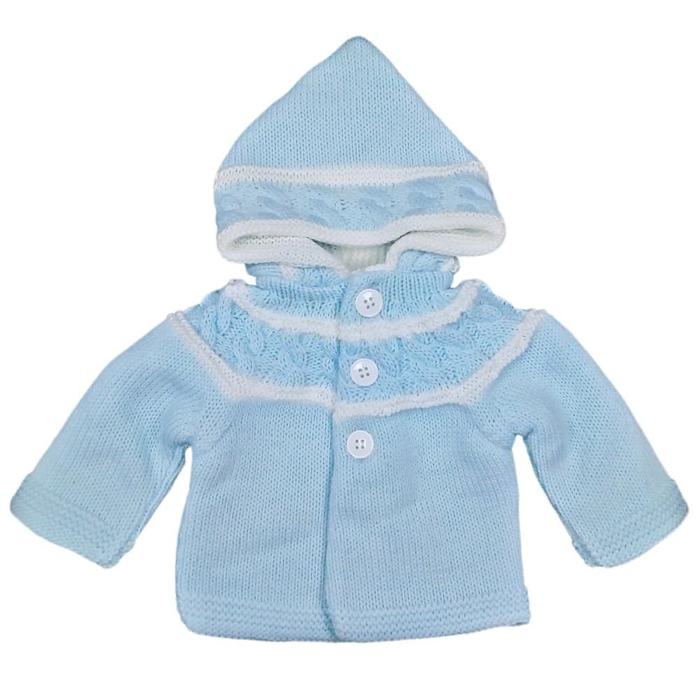 Nursery Time Double Knit Hooded Blue & Cream Pram Coat