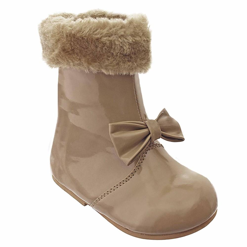 Sevva Maggie Spanish Style Faux Fur trim Camel Boots