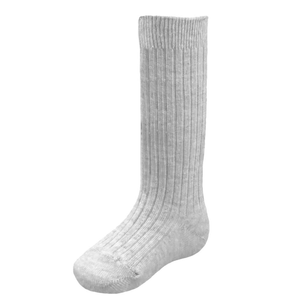 Kinder Cotton Rich Knee High Ribbed Socks Grey Marl