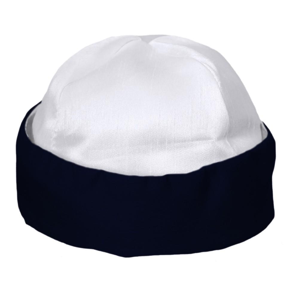 Eva Rose White & Navy Satin Sailor Hat