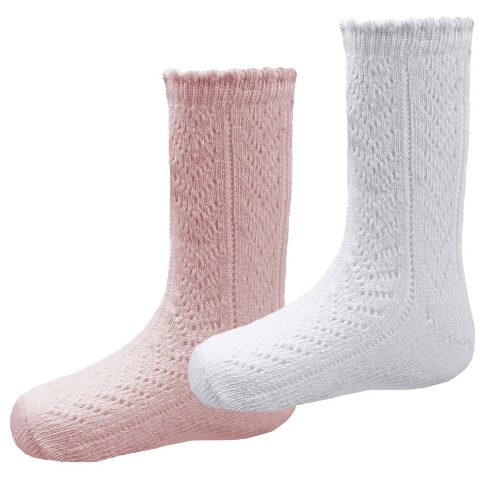 Pex Kids Floss Twin Pack Pink & White Pelerine Knee High Socks