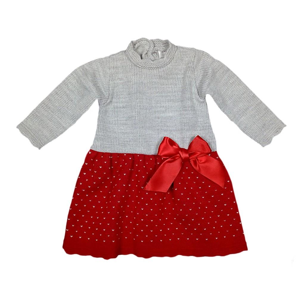 Pex Kids Cassie Grey & Red Knitted Dress