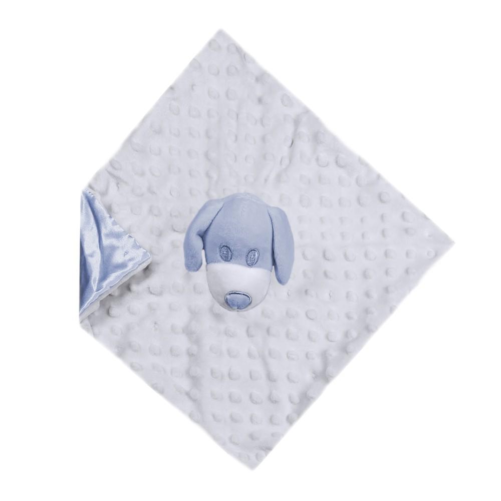 Soft Touch White & Blue Puppy Bubble Velour Comforter