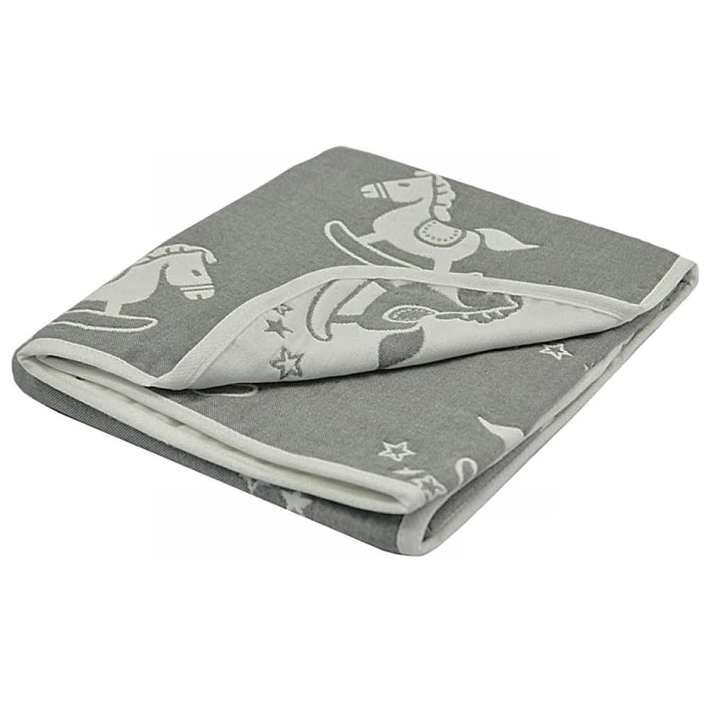 Soft Touch Grey Reversible Cotton Rocking Horse Baby Wrap