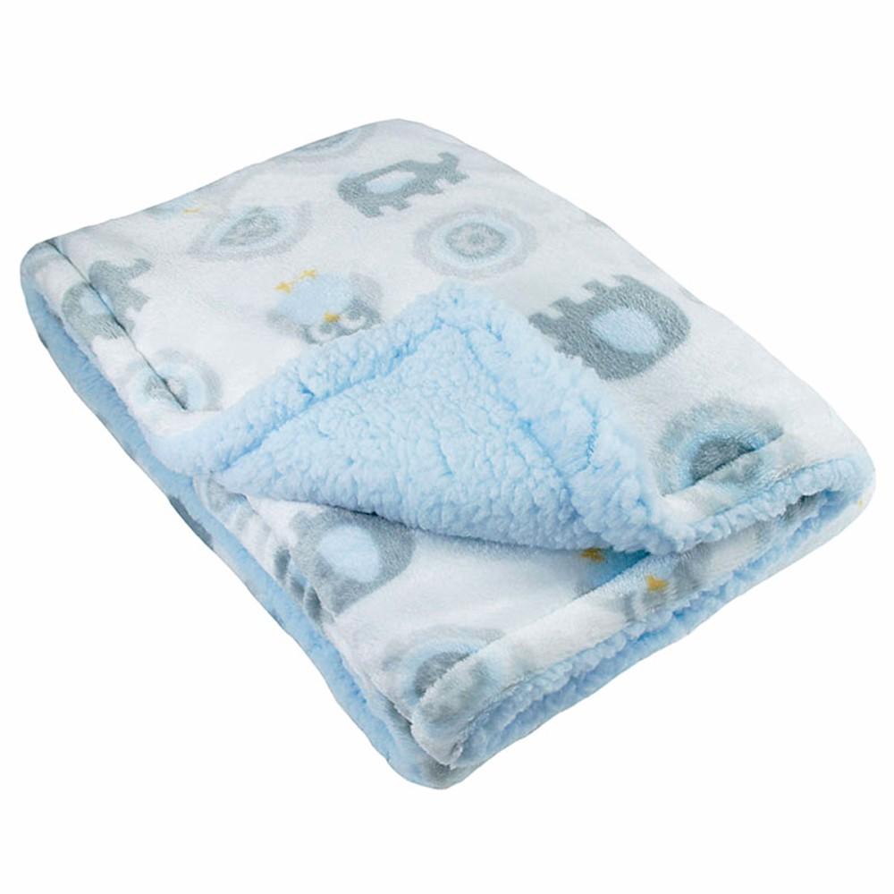 Soft Touch Reversible Elephant Print Wrap in Blue