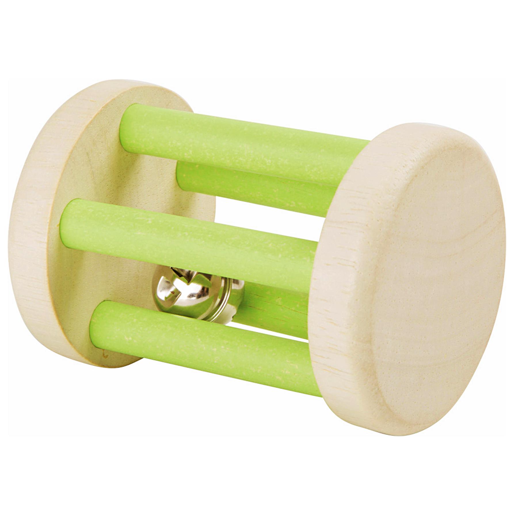 Pastel Green and Wood Bell Rattle