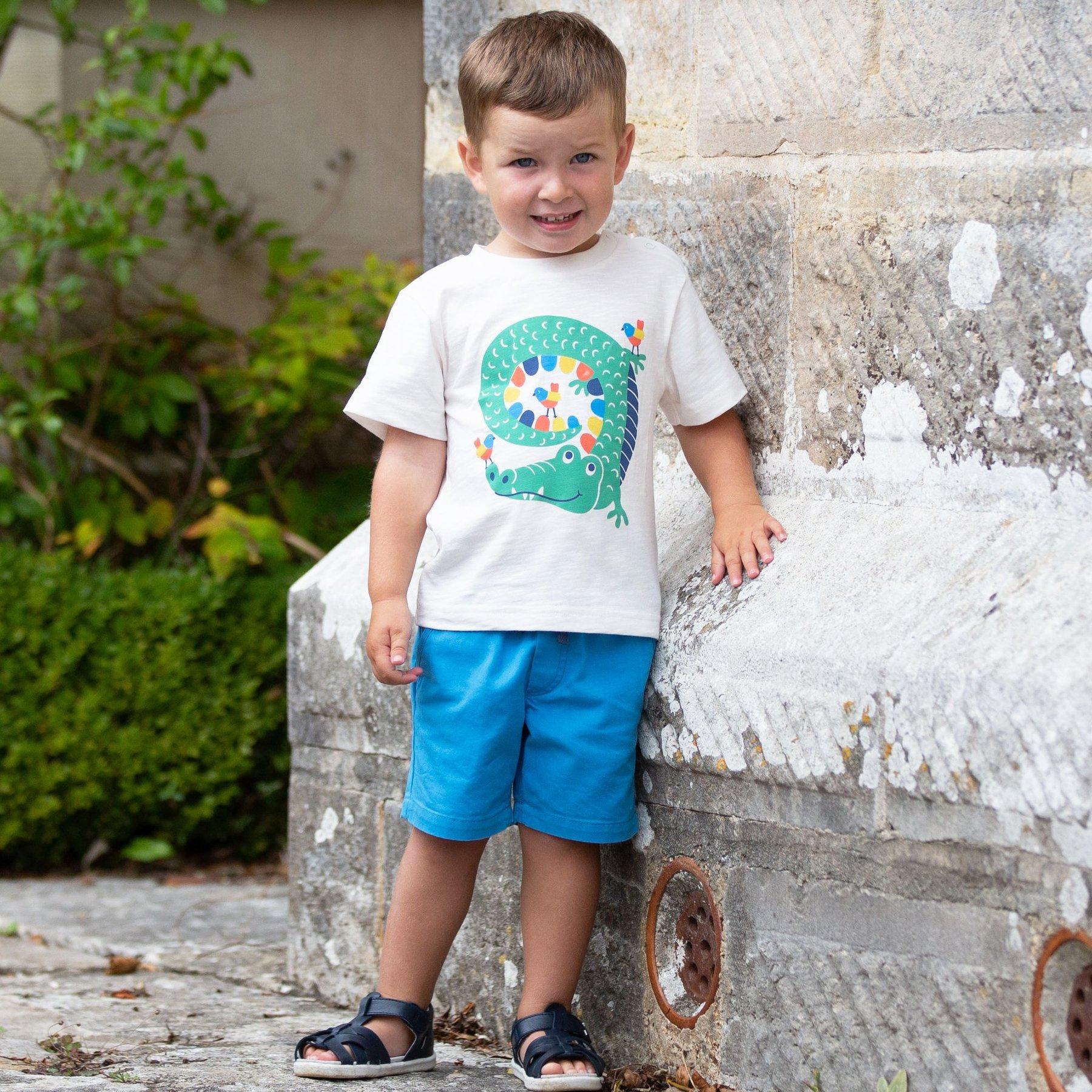 Boy wearing Kite Clothing Curly Croc T-Shirt
