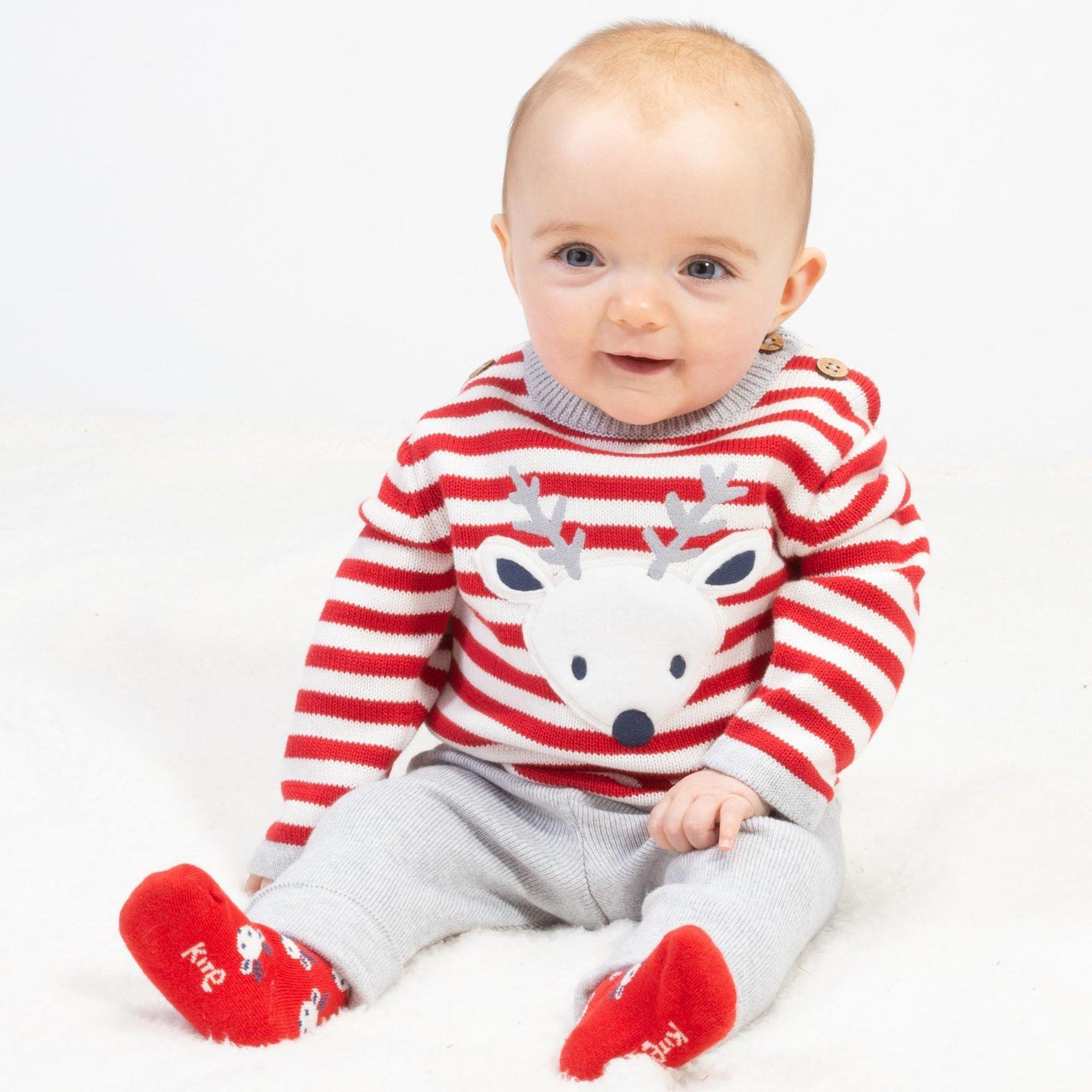 Baby wearing Kite Clothing Reindeer Knit Set