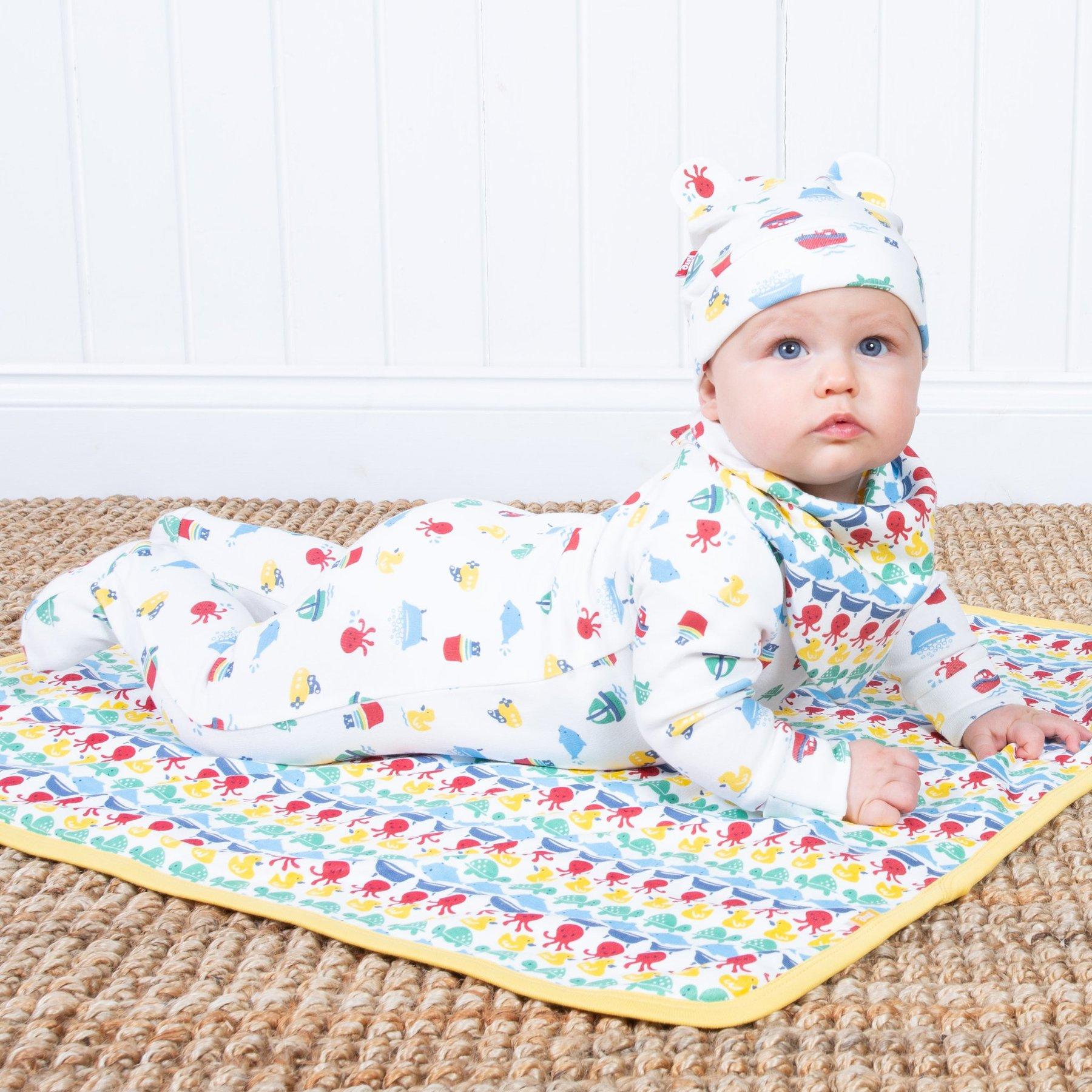 Baby wearing Kite Clothing Splish Splash Sleepsuit