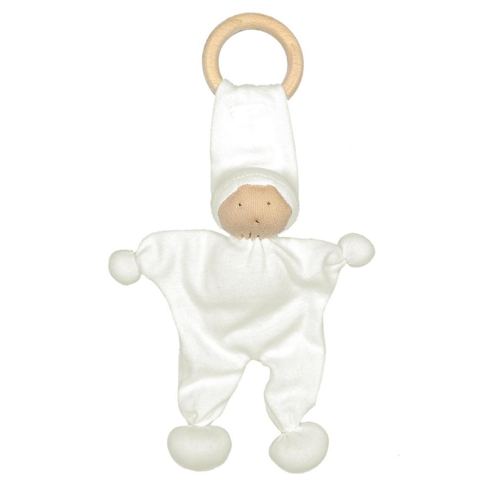 Under the Nile Organic Baby Comforter & Teething Ring Off White