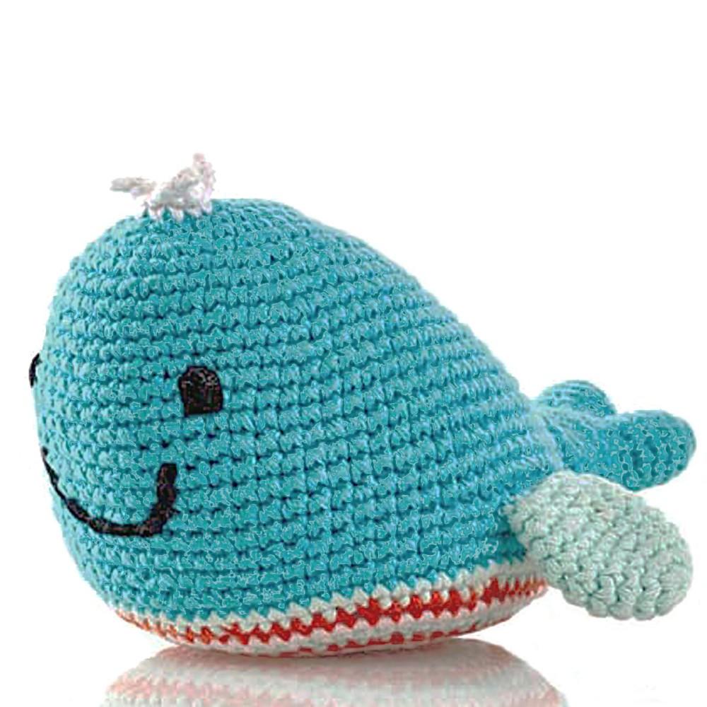 Pebble Fair Trade Crochet Turquoise Whale Rattle