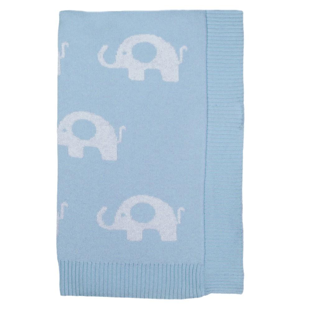 Snuggle Baby Fine Knit Blue Cotton Elephant Shawl