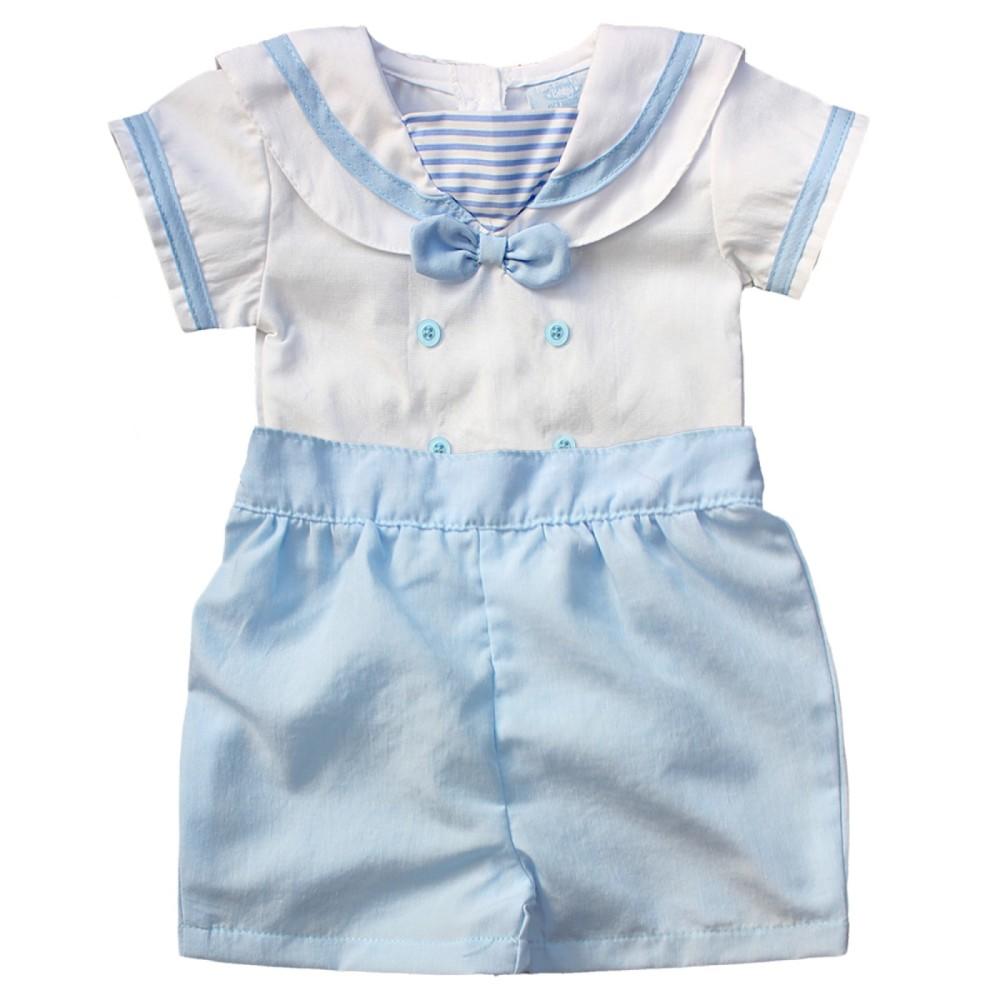 Rock-a-Bye Baby White Sailor Shirt & Blue Shorts
