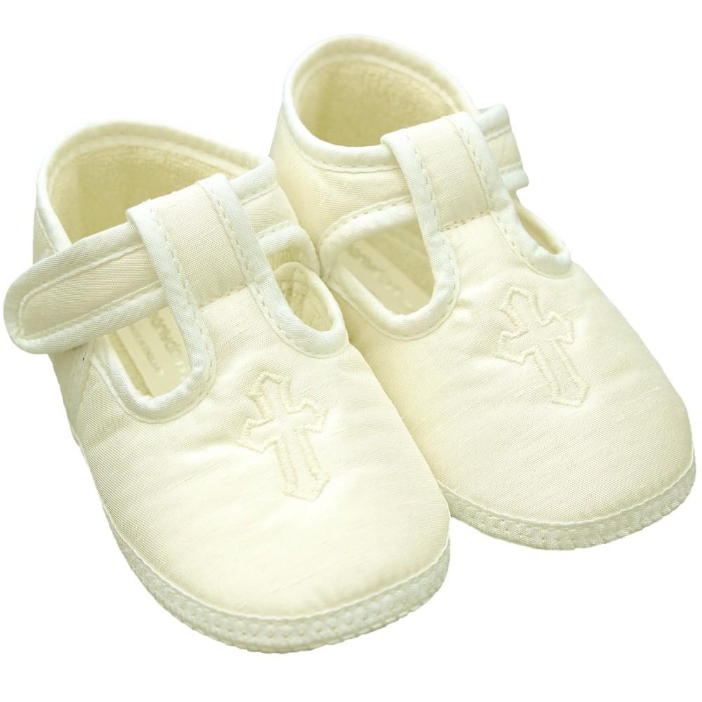 Earlydays Cream Christening Shoes with a Cross