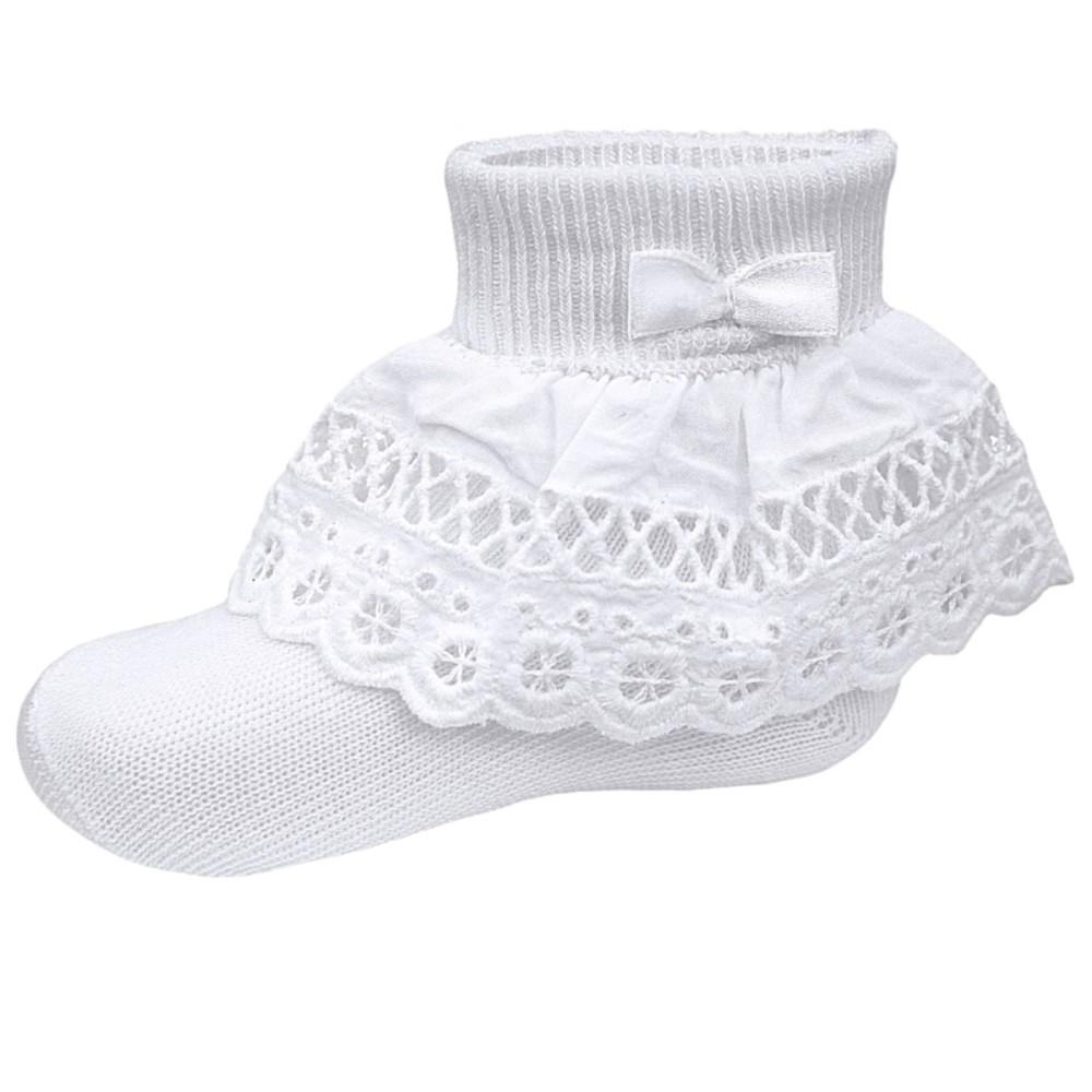 Pex Lattice White Cotton Rich Lace Ankle Socks