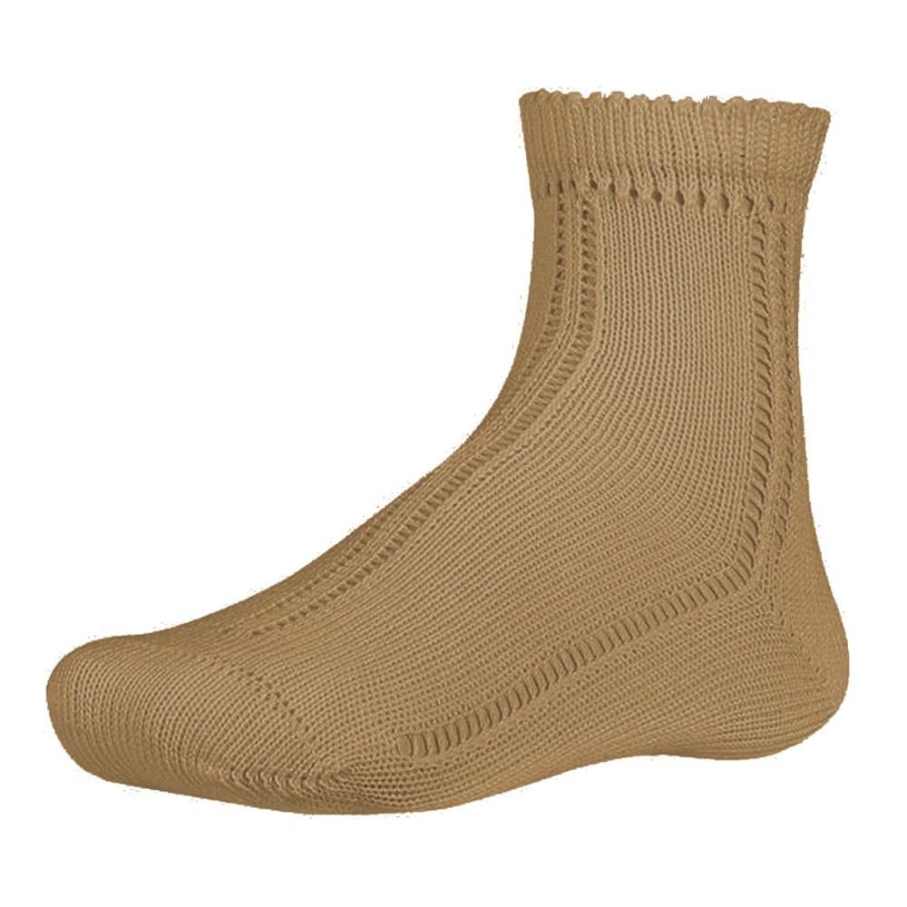 Ysabel Mora Spanish Lace Knit Camel Ankle Socks