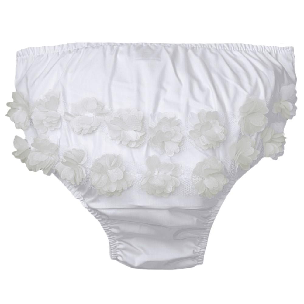 Soft Touch Cotton Flower Pants in White
