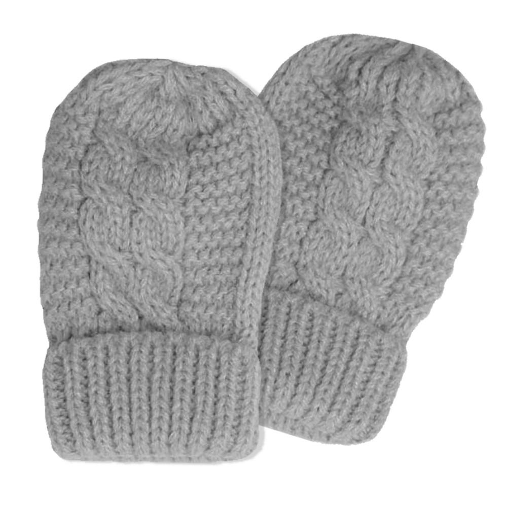 Soft Touch Grey Cable Knitted Baby Mittens