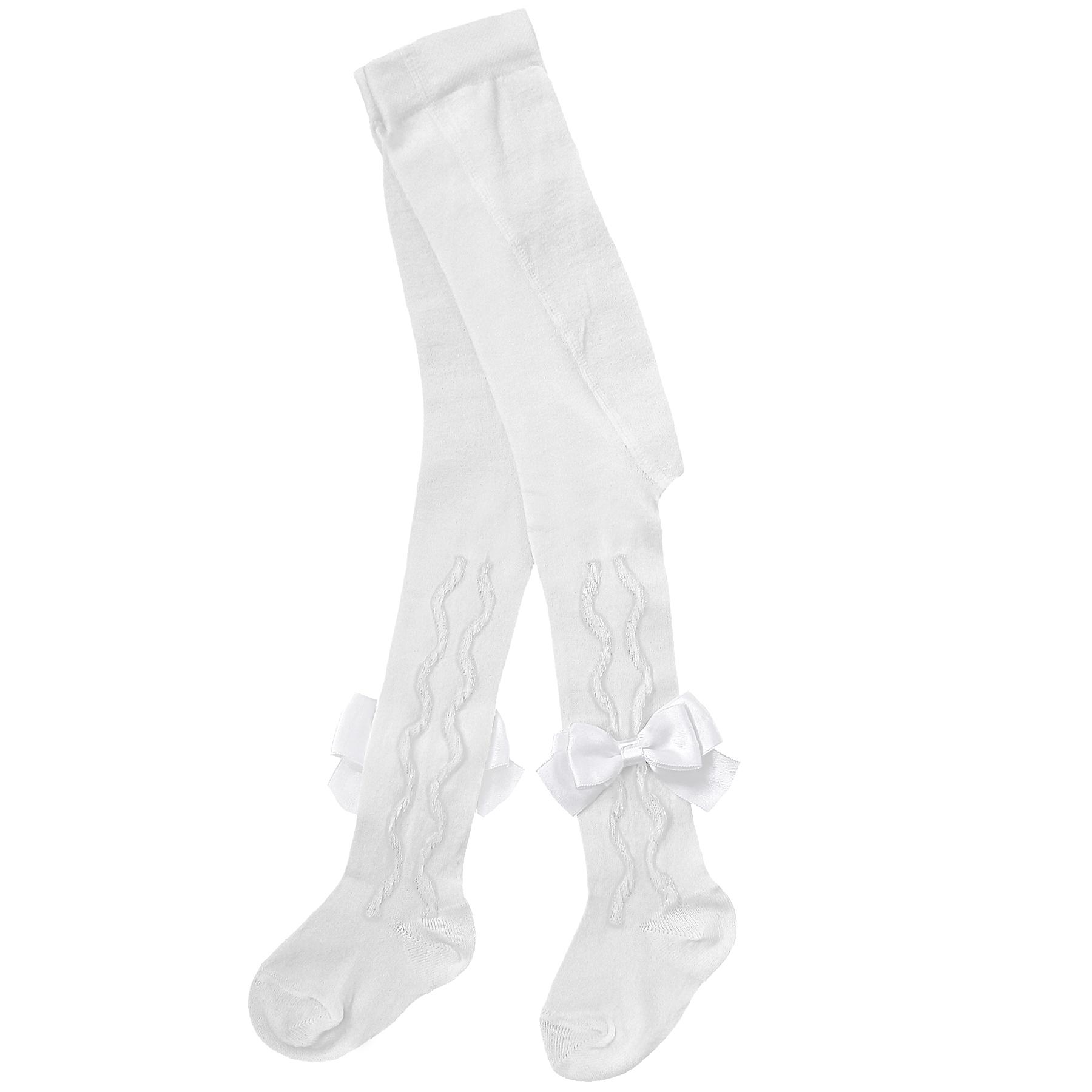 Pex Kids Grazia Tights with Side Ruffles & Bows in White