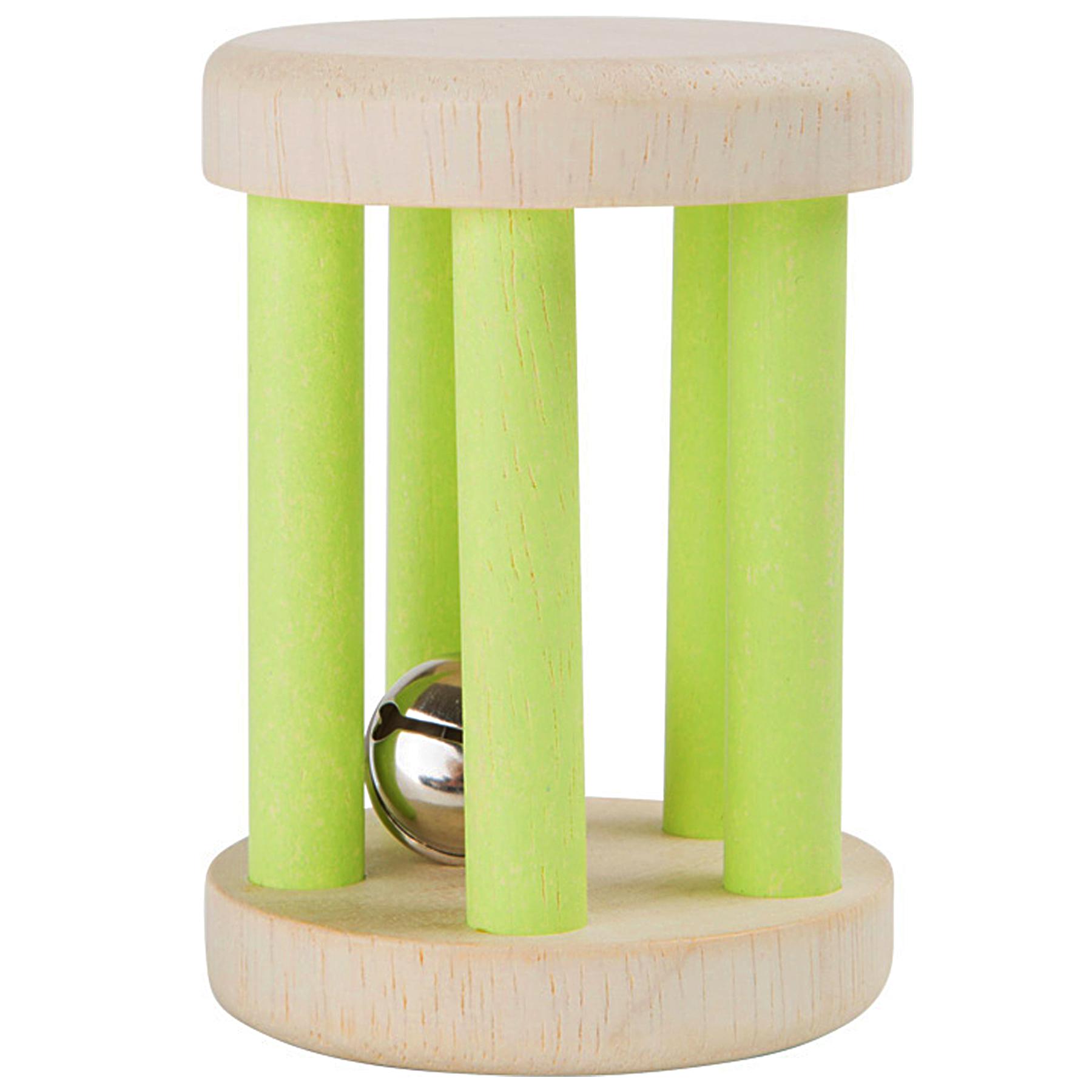 Pastel Green and Wood Bell Rattle