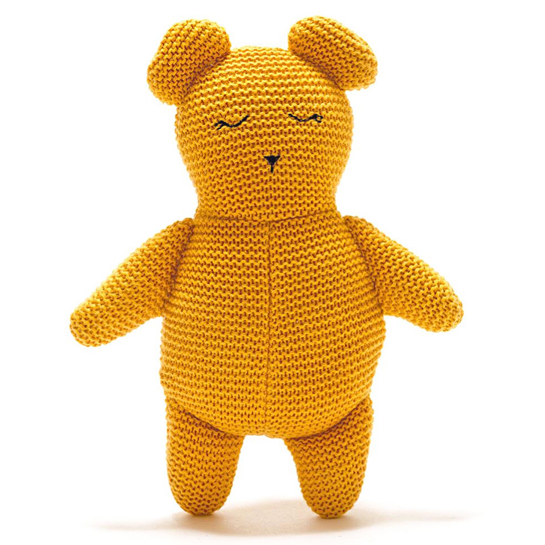 Best Years Knitted Isla Organic Teddy Bear Mustard
