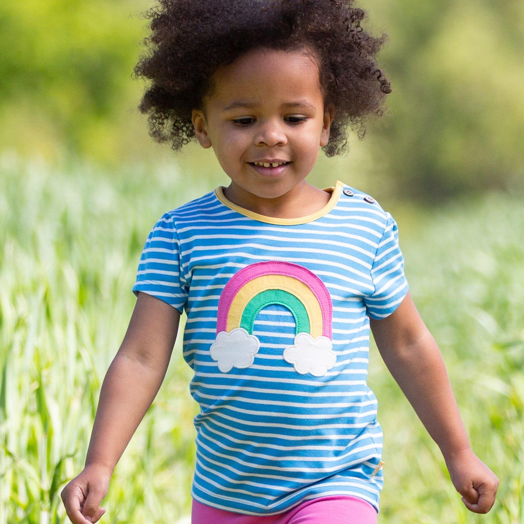 Girl wearing Kite Clothing Rainbow T-Shirt