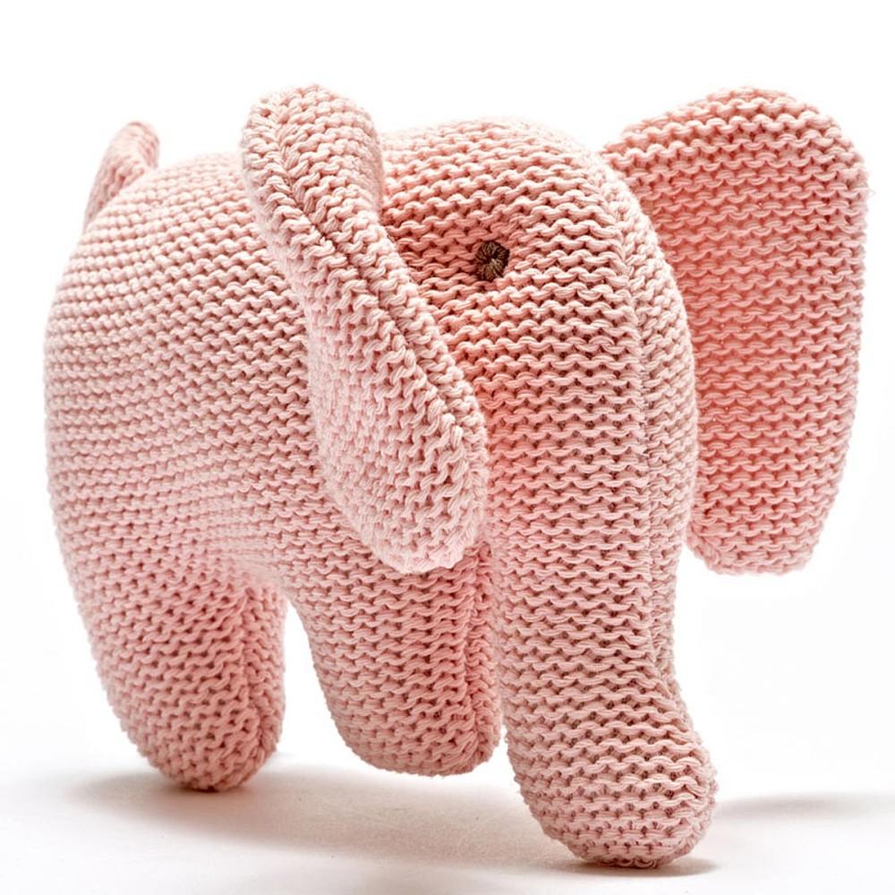 Best Years Knitted Organic Pink Elephant Rattle