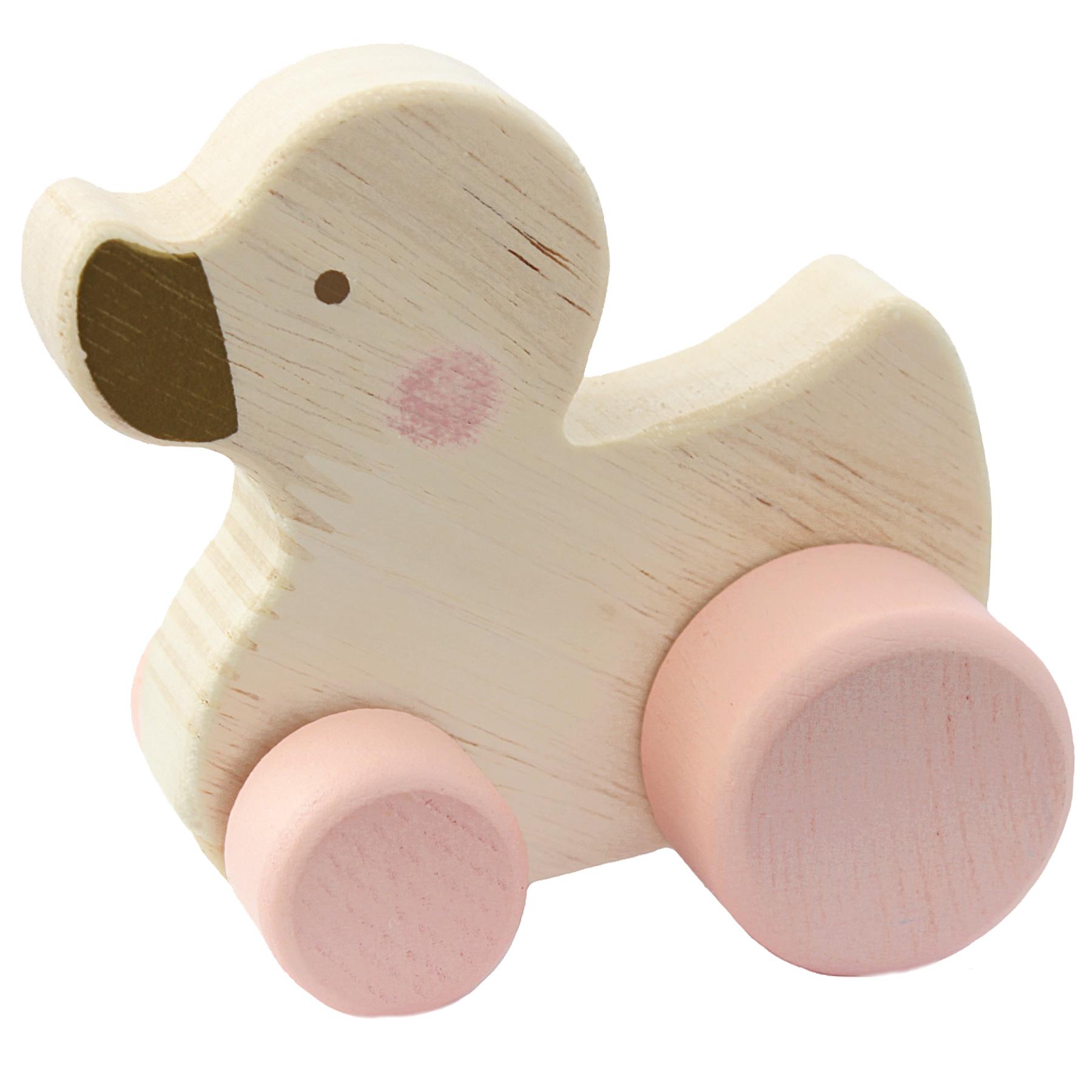 Bambino by Juliana® Wooden Push Along Pink Duck