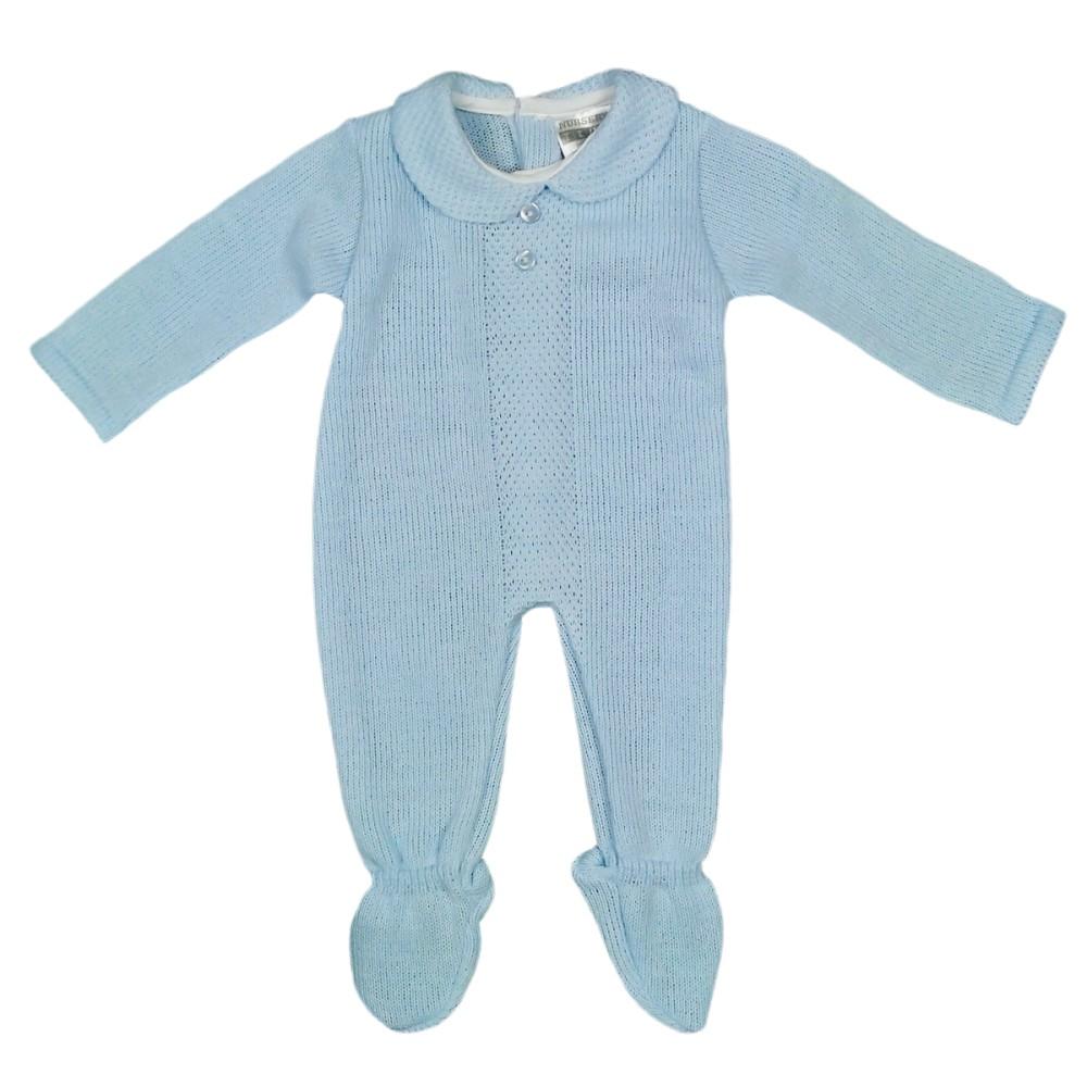 Nursery Time Fine Knit Blue Sleepsuit