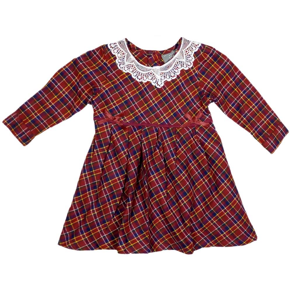 Rock-a-Bye Baby Red Tartan Dress with Lace Collar
