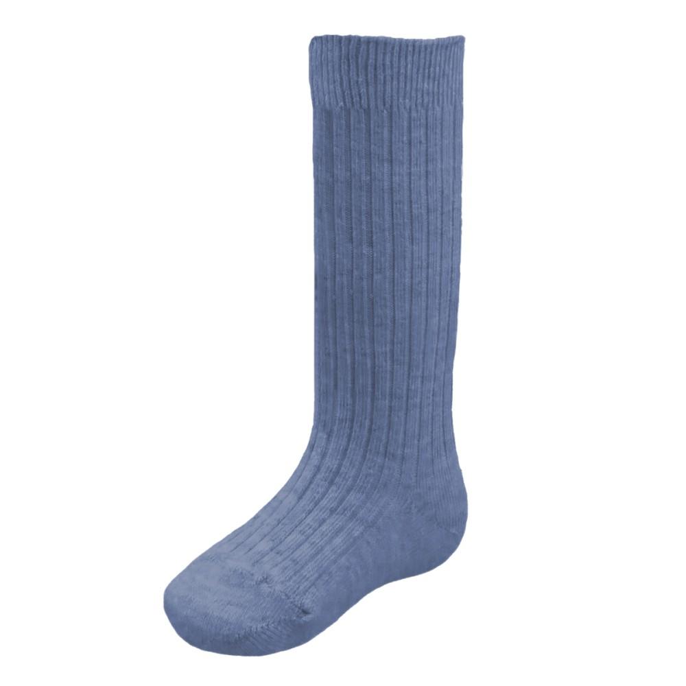 Kinder Cotton Rich Knee High Ribbed Socks Slate Blue