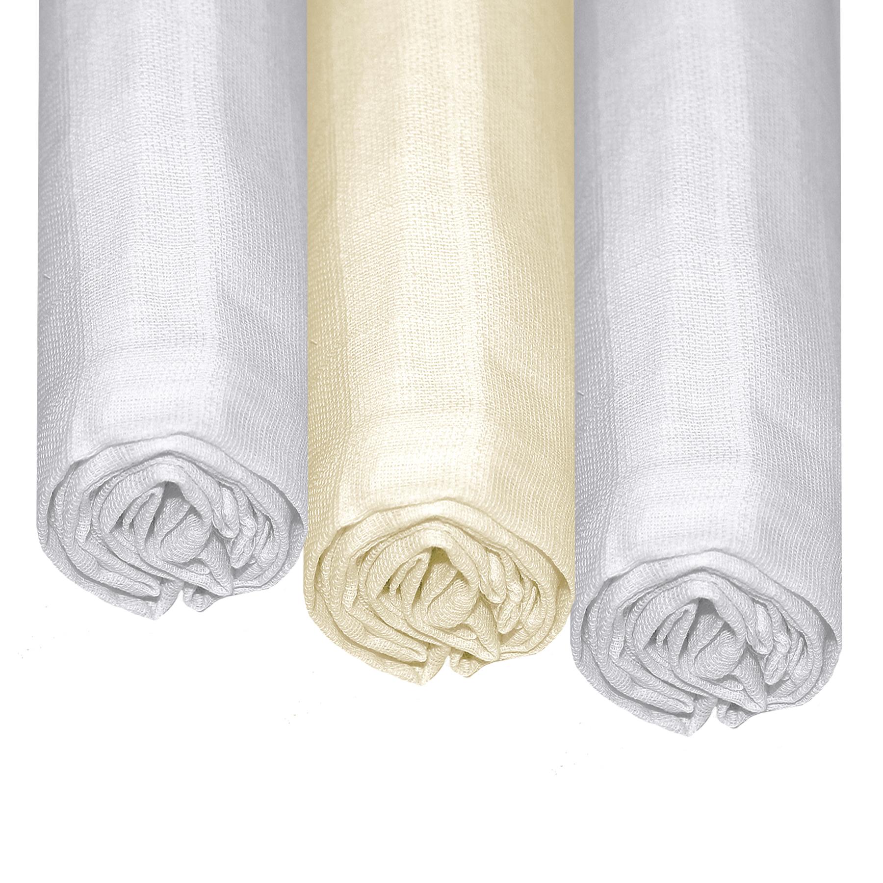 Soft Touch Triple Pack Muslin Cloths White and Cream