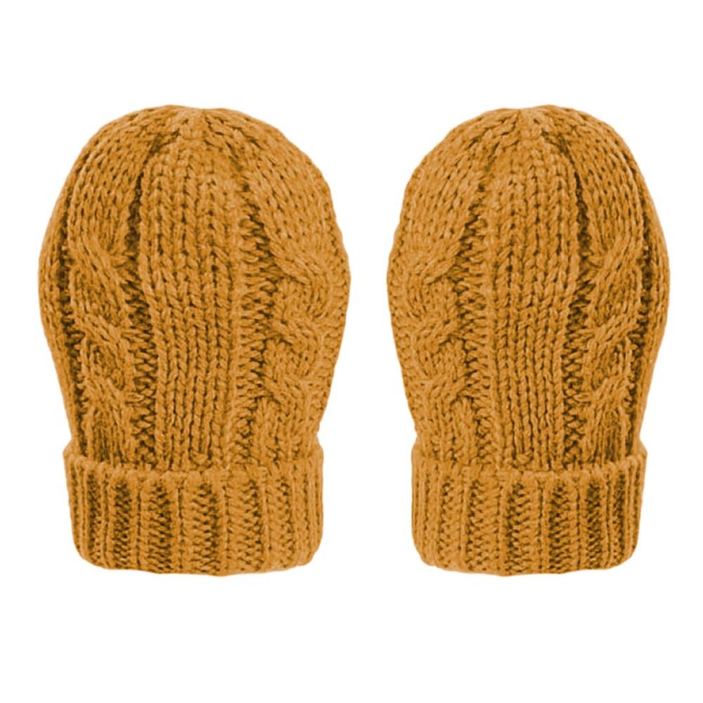 Soft Touch Cable Knit Baby Mittens Mustard