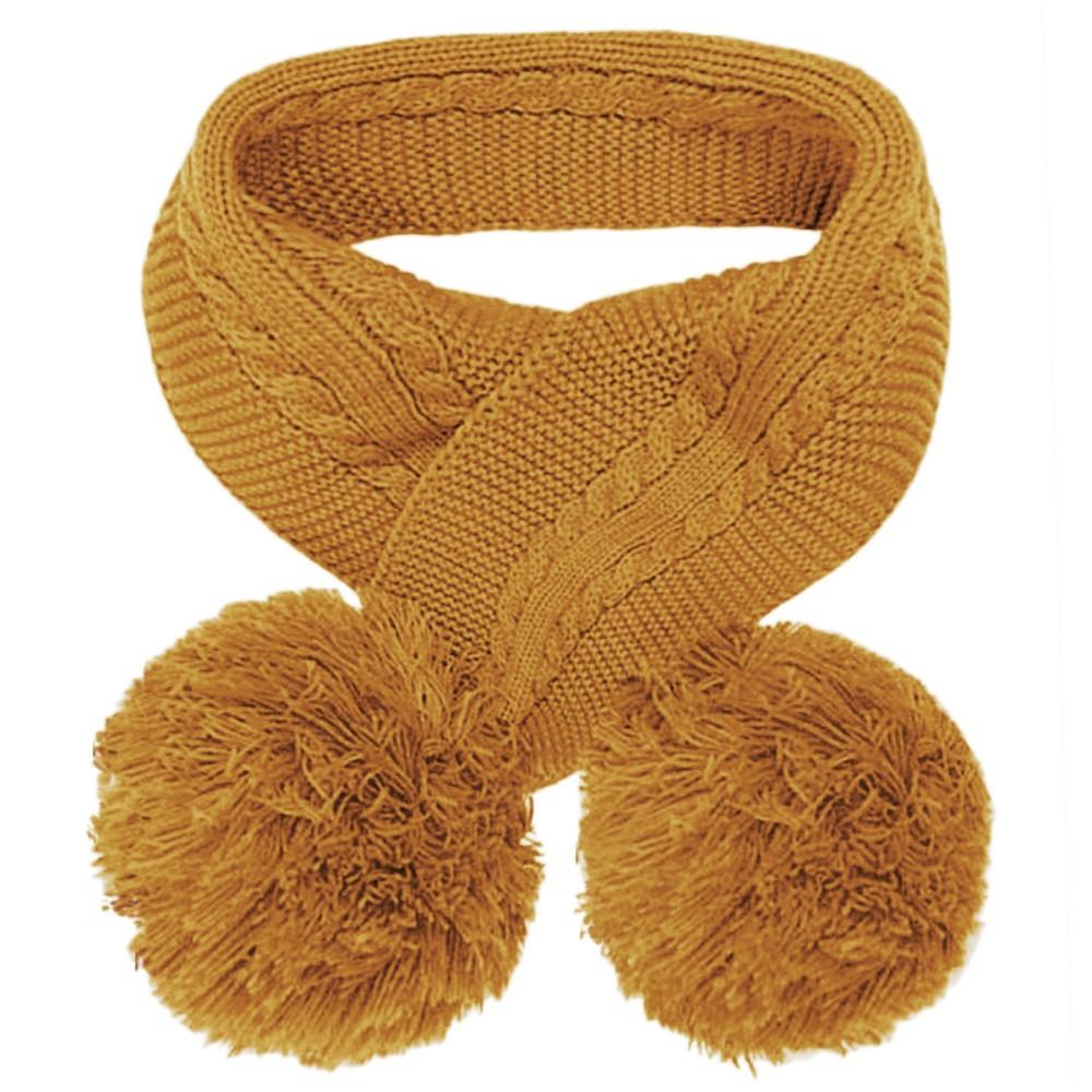 Soft Touch Pom Scarf in Mustard