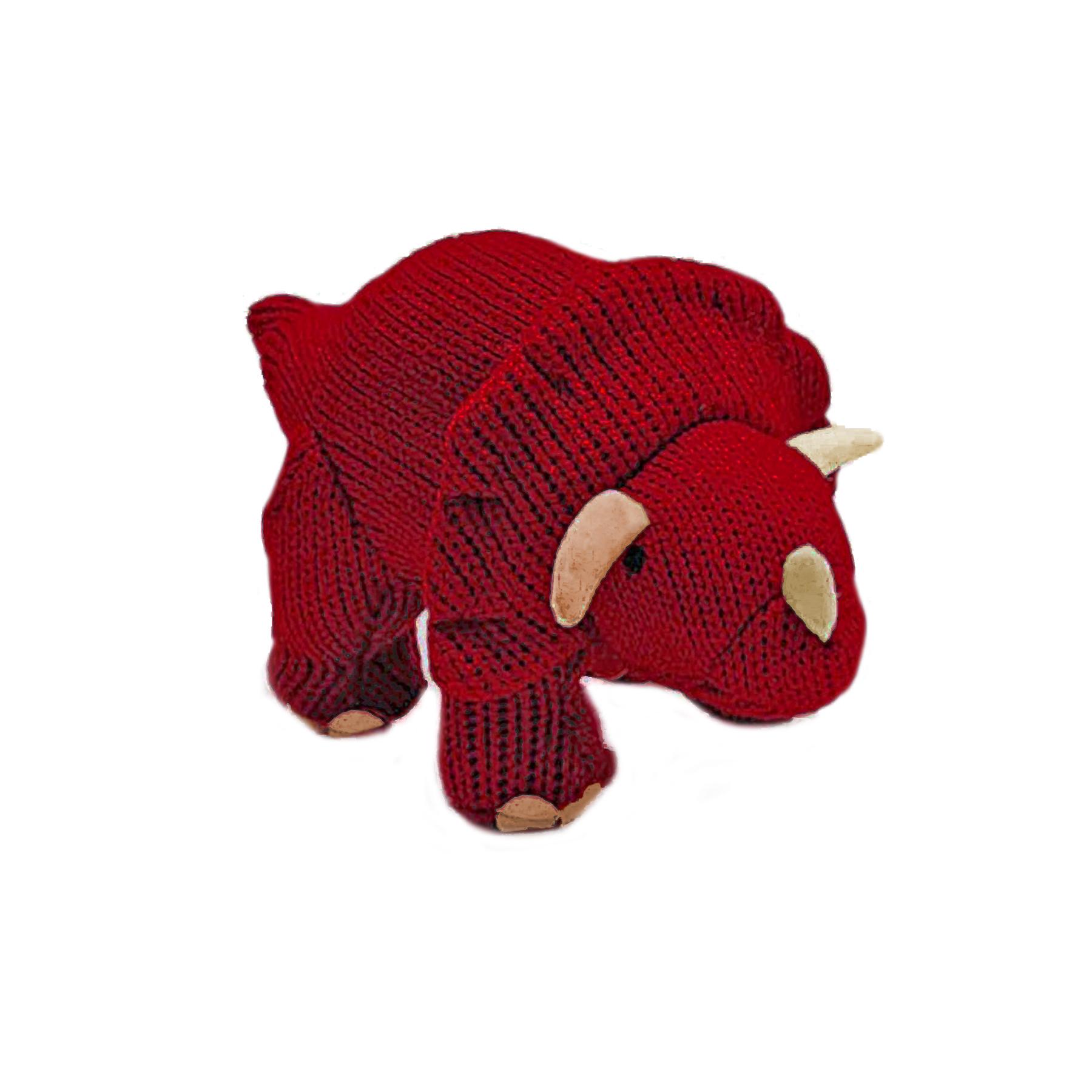 Best Years Mini Knitted Red Triceratops Rattle