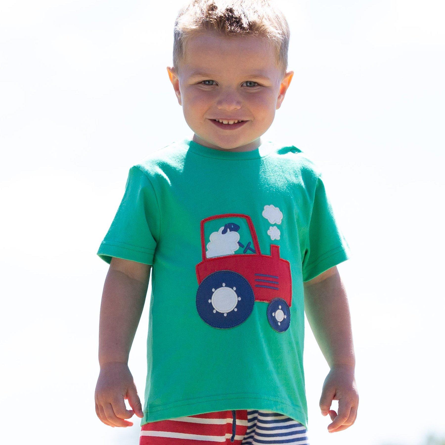 Boy wearing Kite Clothing Tractor Time T-Shirt