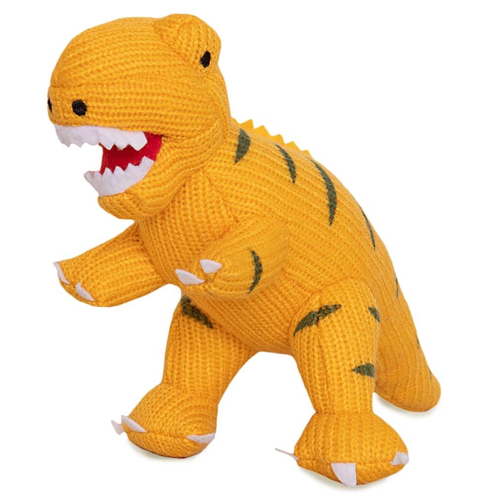 Best Years Mini Knitted Yellow T-Rex Rattle