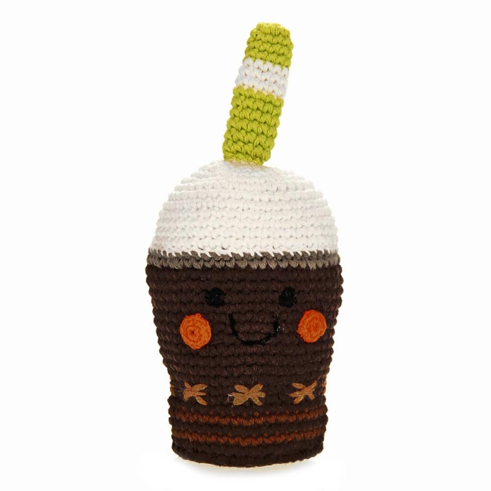 Pebble Fair Trade Crochet Cotton Friendly Milkshake Rattle