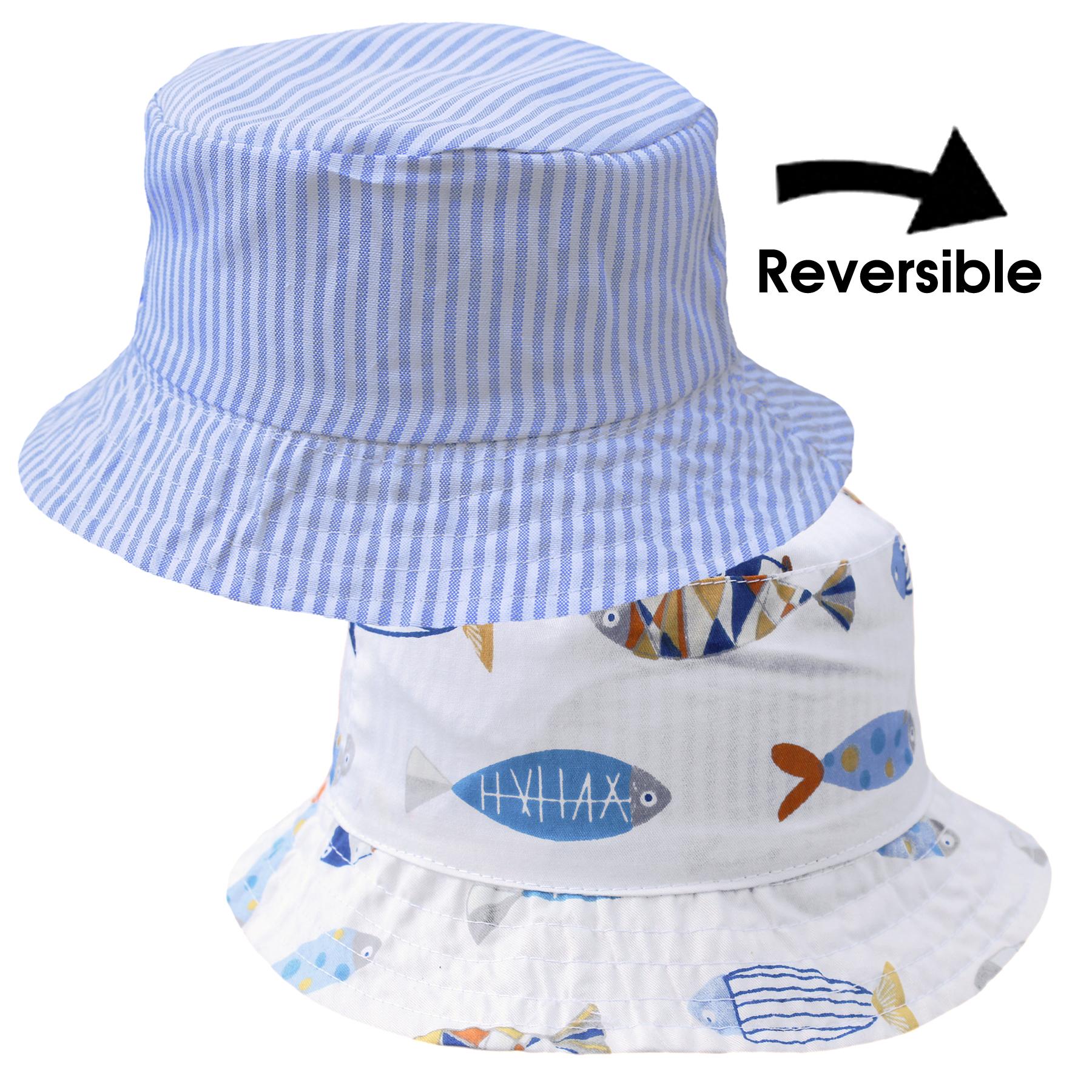 Bartleby Kids Reversible White Cotton Fish Print Hat