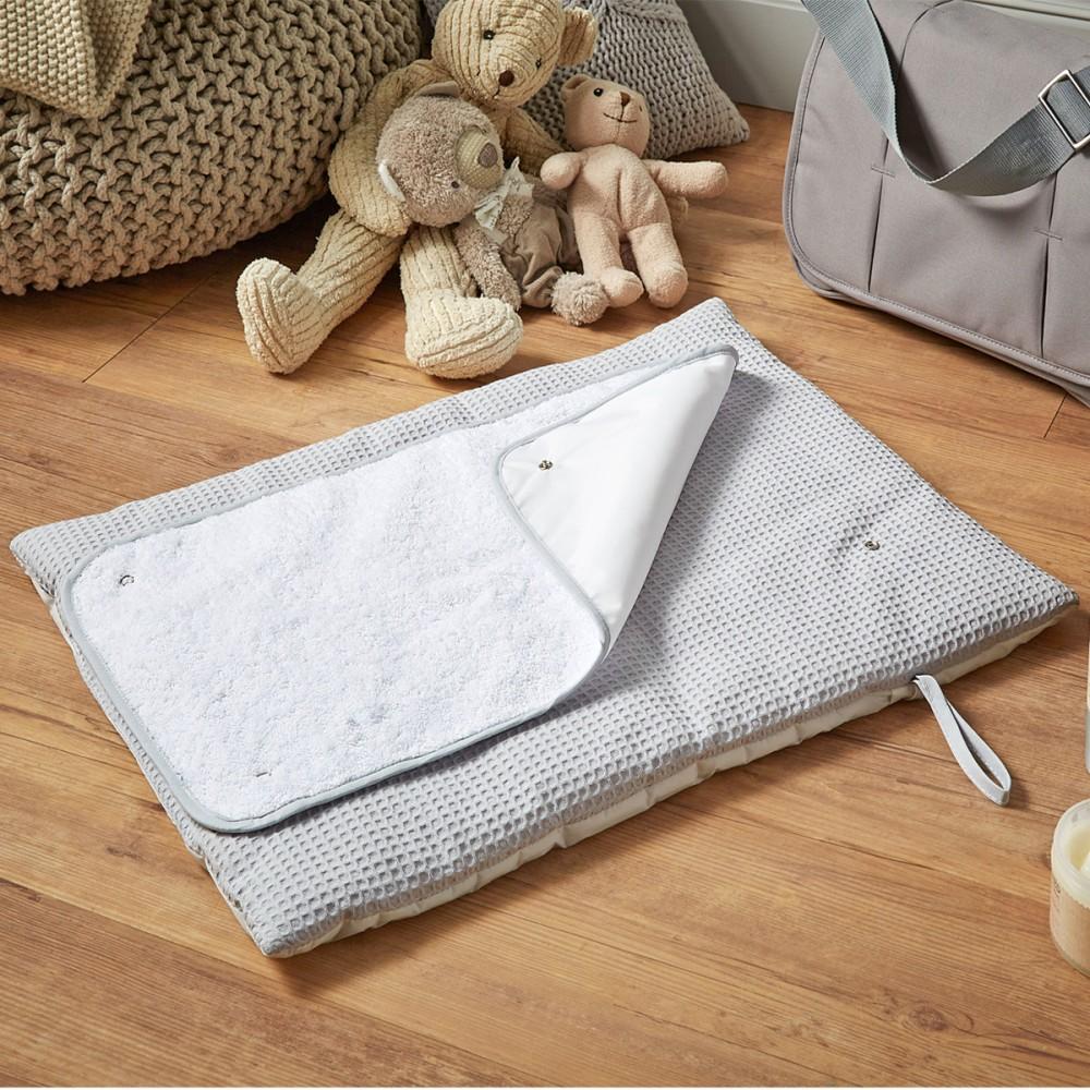Clair de Lune Grey Waffle Roly Poly Changing Mat Removable Towelling Mat