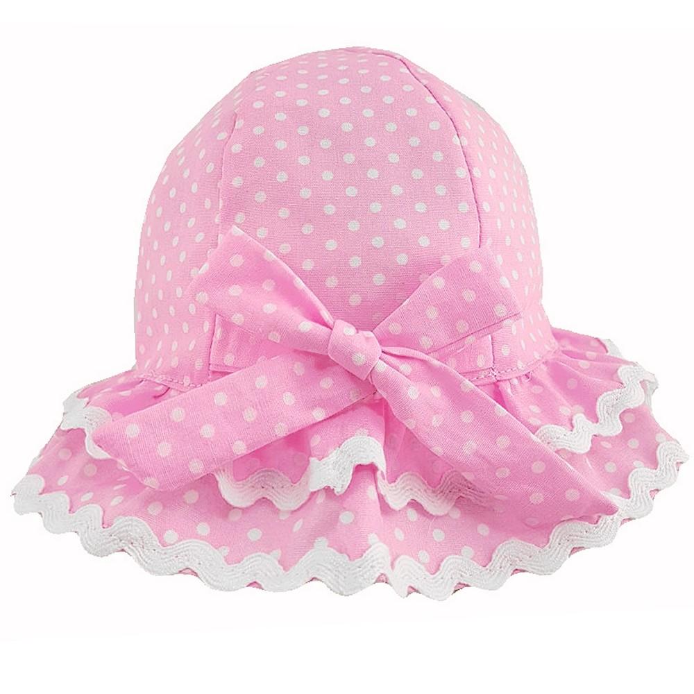 Pesci Baby Pink Cotton Polka Dot Frill Hat