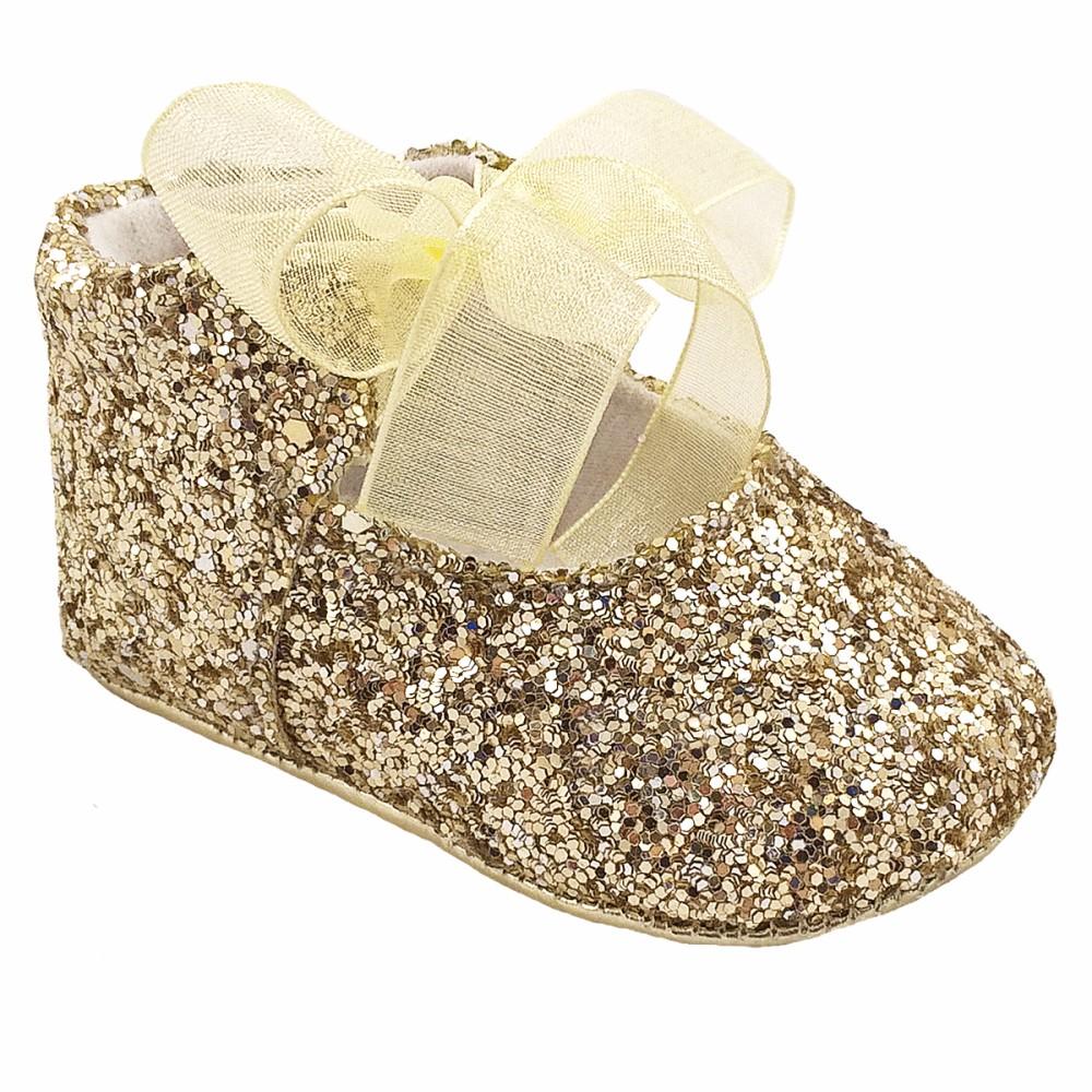 Sevva Zoe Gold Glitter Pram Shoes