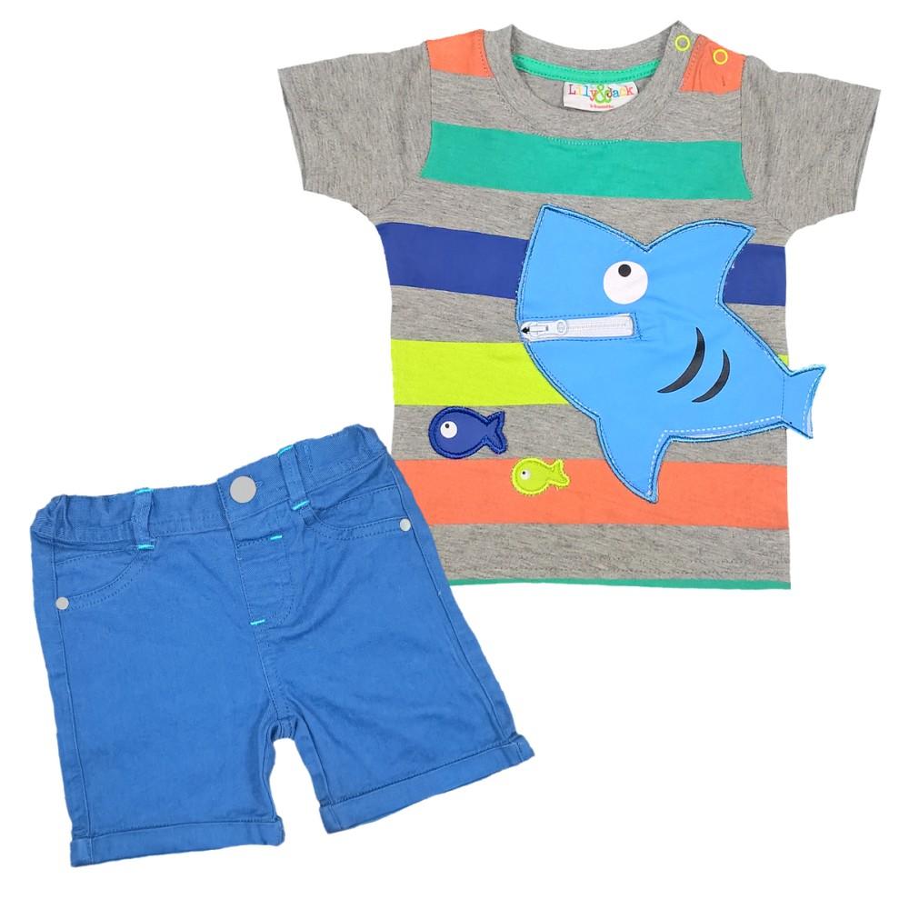 Lily & Jack 3D Shark Cotton T-Shirt & Shorts