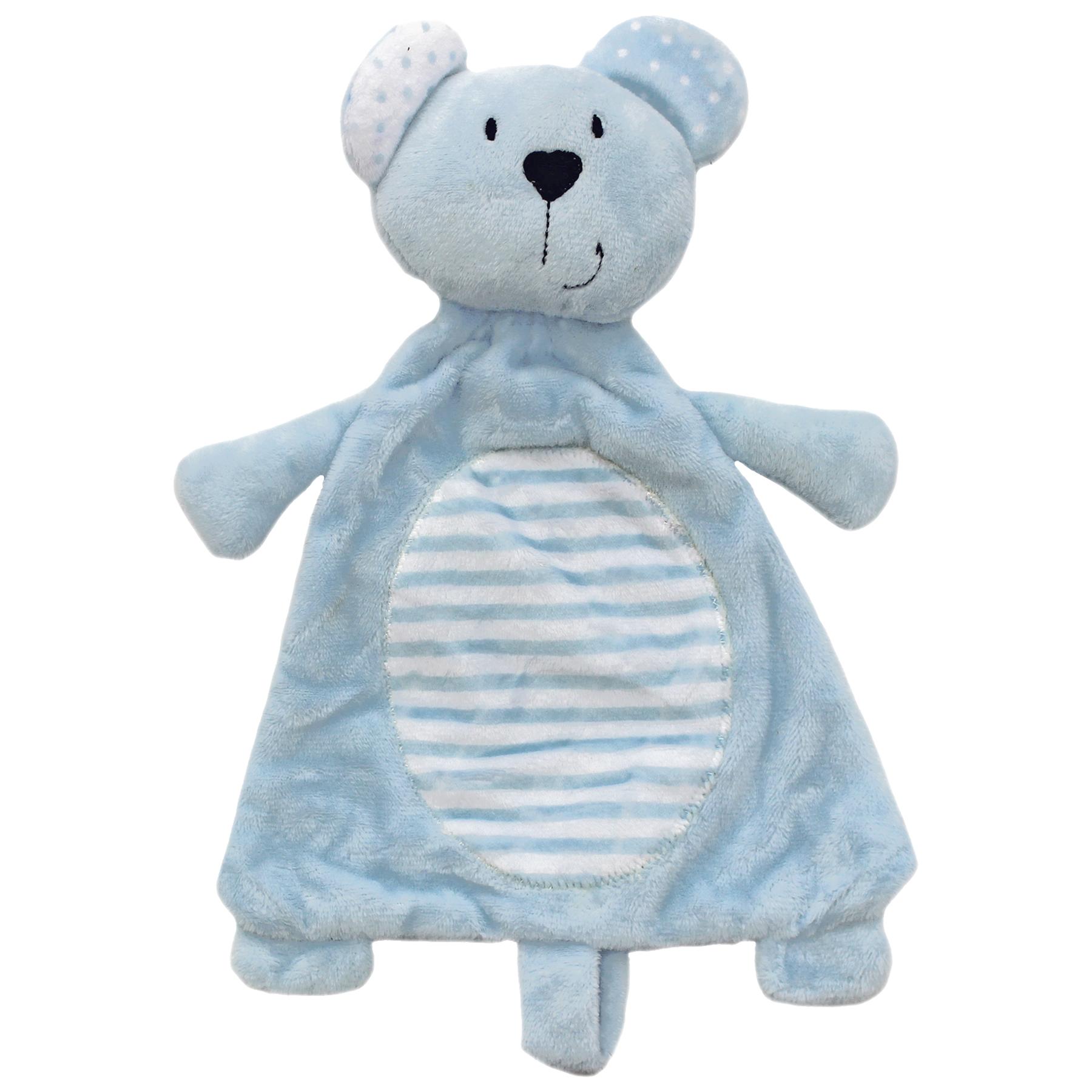 Pitter Patter Blue Stripe Bear Comforter with Soother Loop