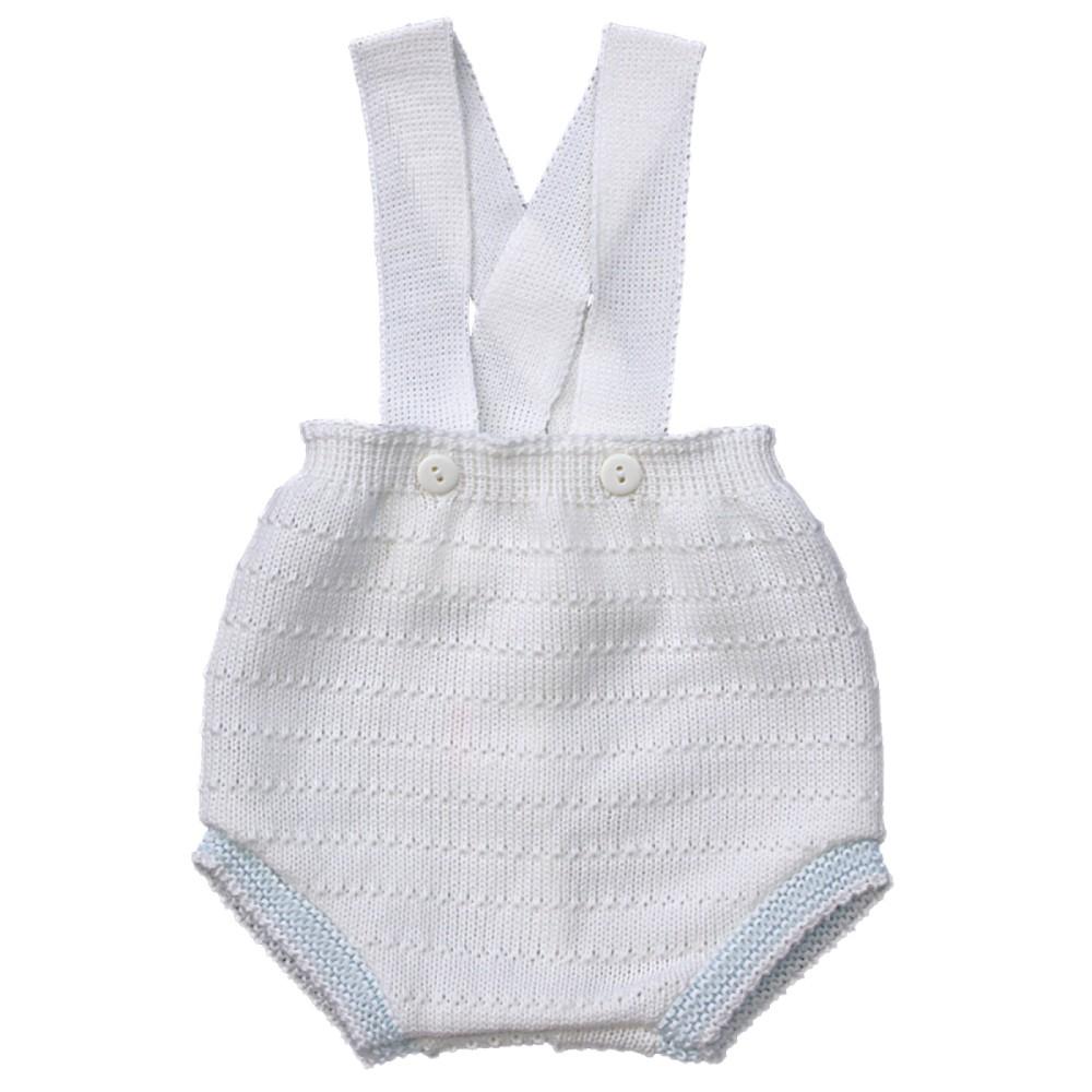 Pex Kids Nico White & Blue Knitted Jam Pants and Braces