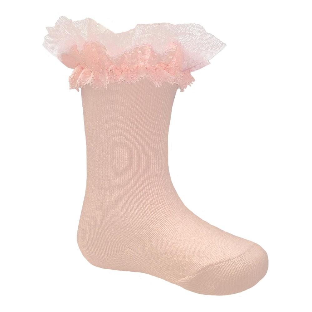Pex Kids Sonia Pink Lace Top Knee High Socks