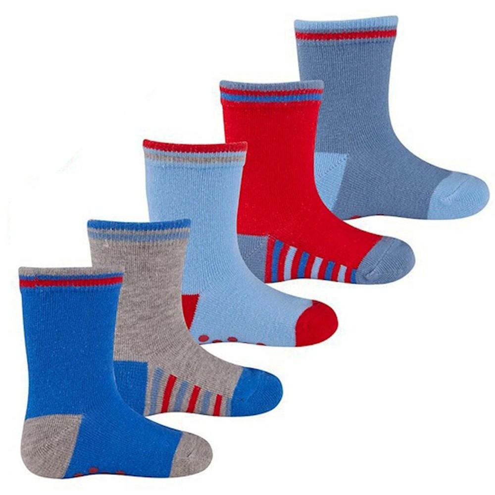 Tick Tock 5 Pair Grey Mix Cotton Rich Baby Ankle Gripper Socks
