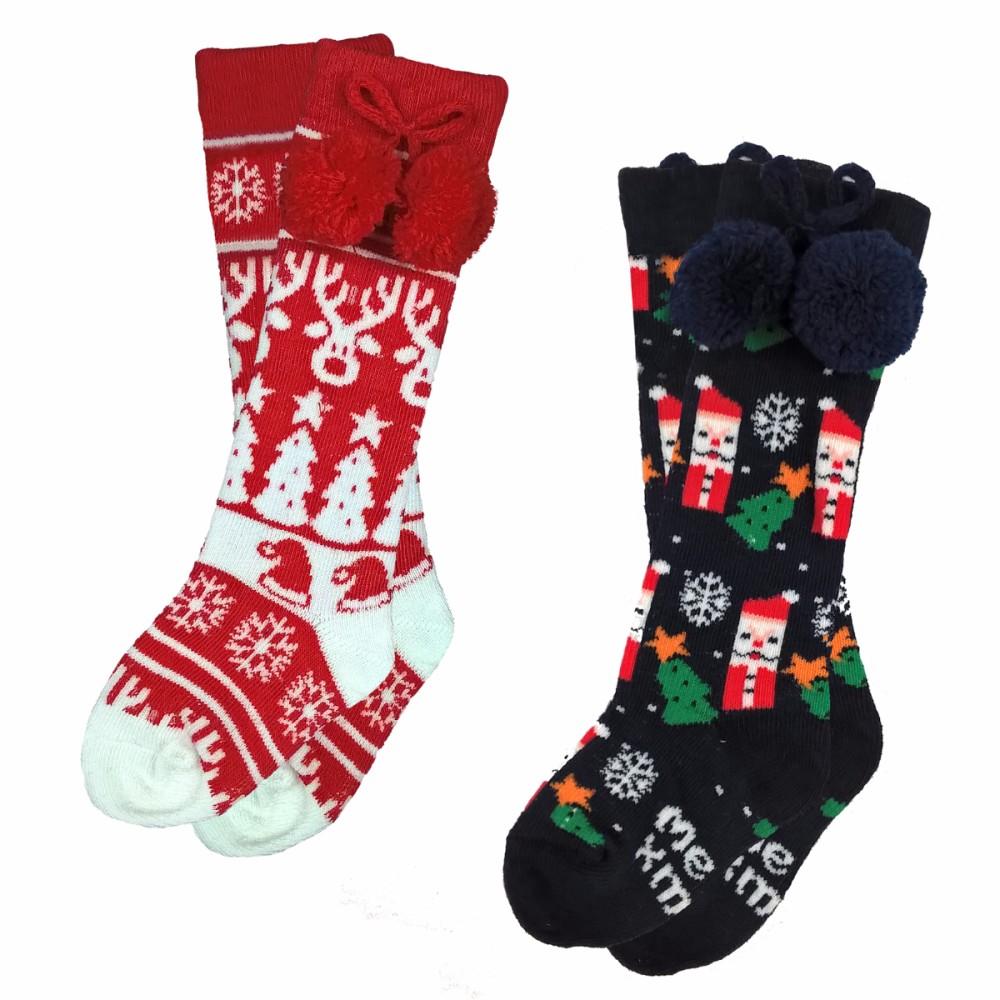 Soft Touch Knee High Christmas Pom Socks