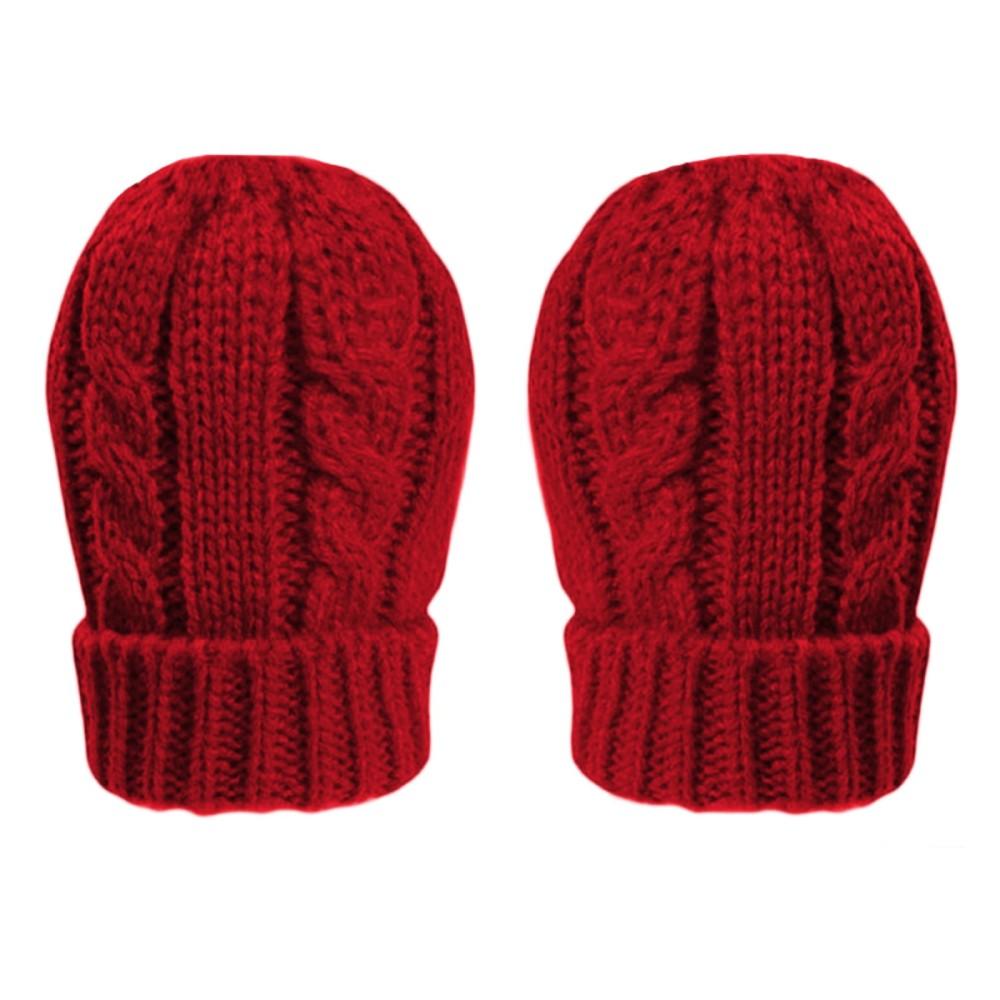 Soft Touch Cable Knit Baby Mittens Red
