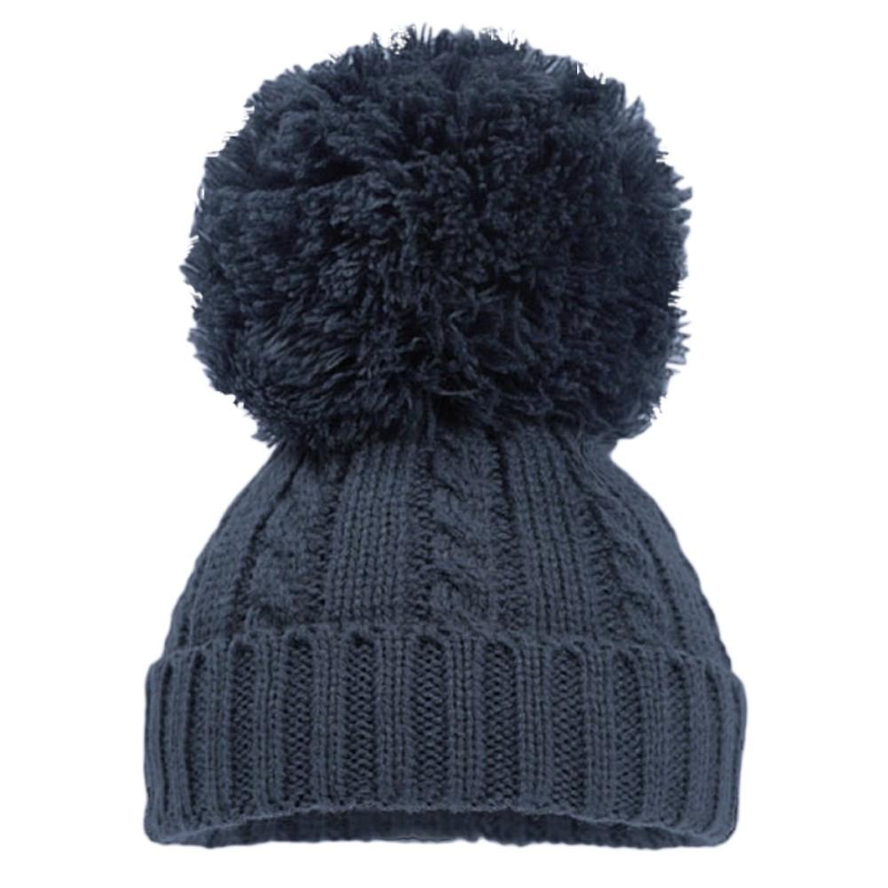 Soft Touch Pom Hat in Steel Blue
